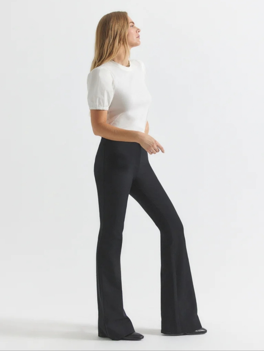 Derek Lam 10 Crosby Flare Trouser In Black Cotton Elastane